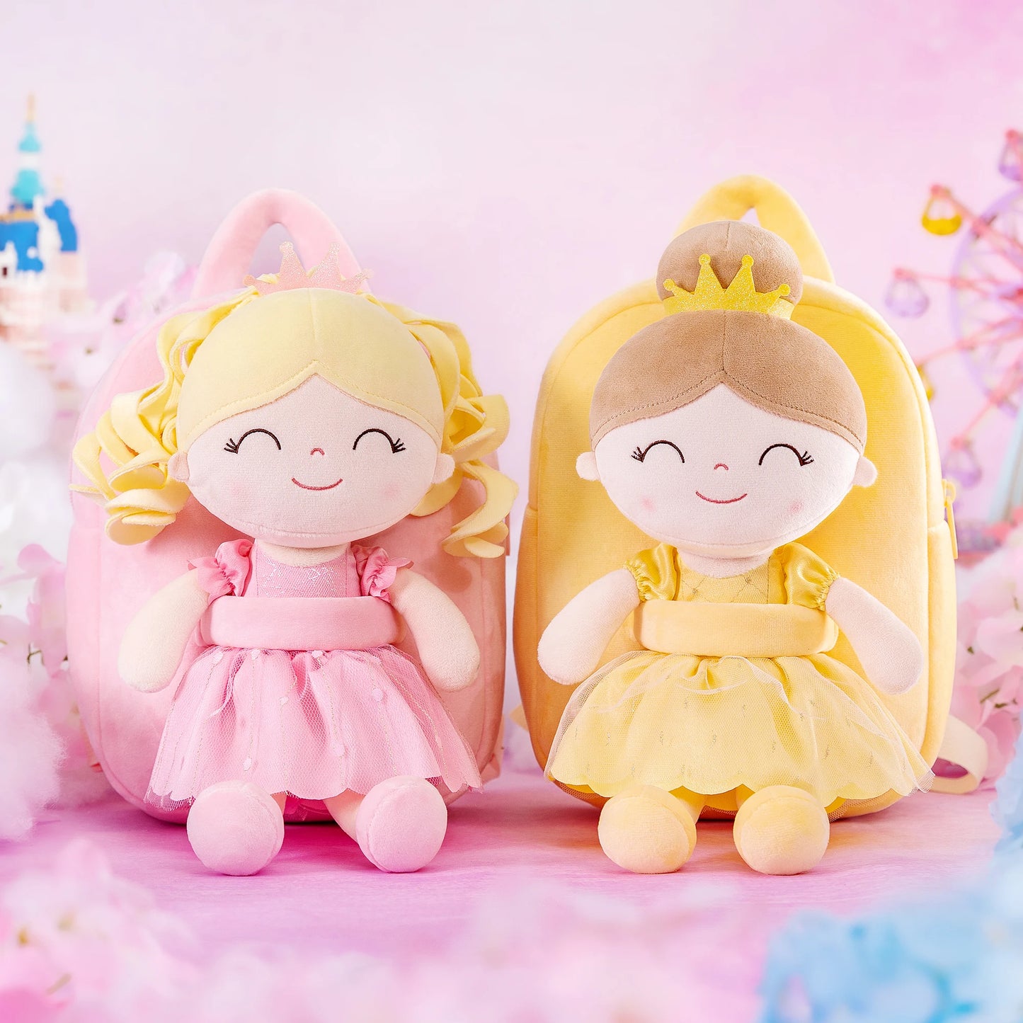 9 inches Girls Backpacks Plush Princess Dolls Backpack Baby Girls PurPle Frist Birthday Gift for Little Girls
