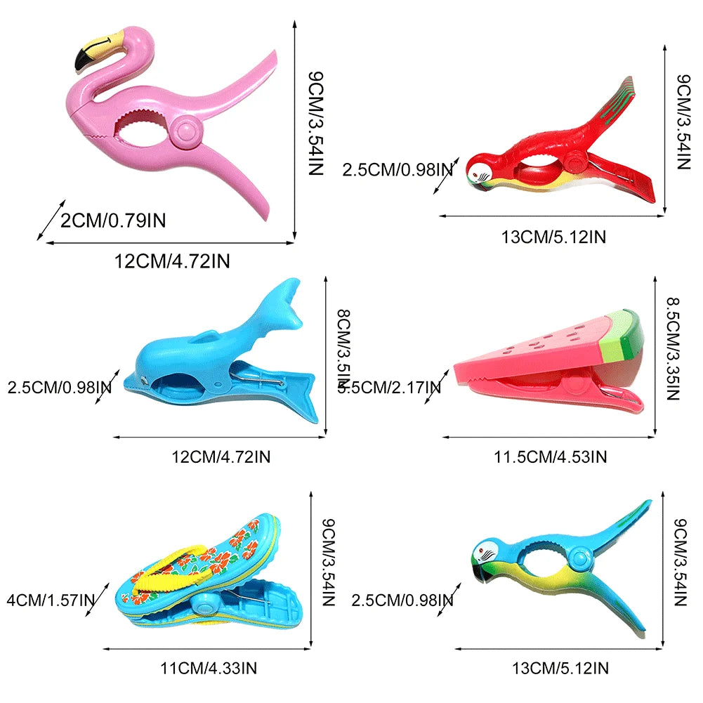 Cute Plastic Beach Towels Clips Animal Decorative Clothes Pegs Pins Plastic Animal Towel Wind Clips for Sunbeds Sun Lounger