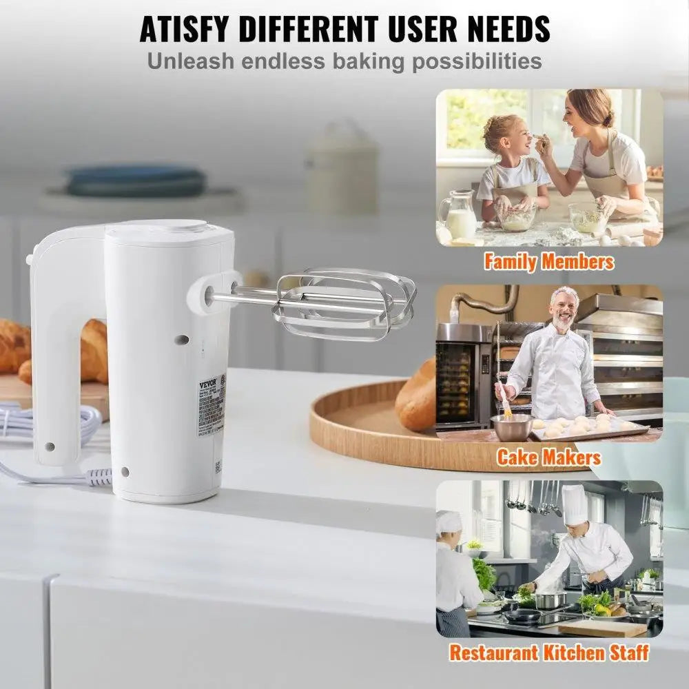 Digital Electric Hand Mixer 5 200W Portable Turbo Beaters Dough Hook Whisk Baking Kit with Storage Bag