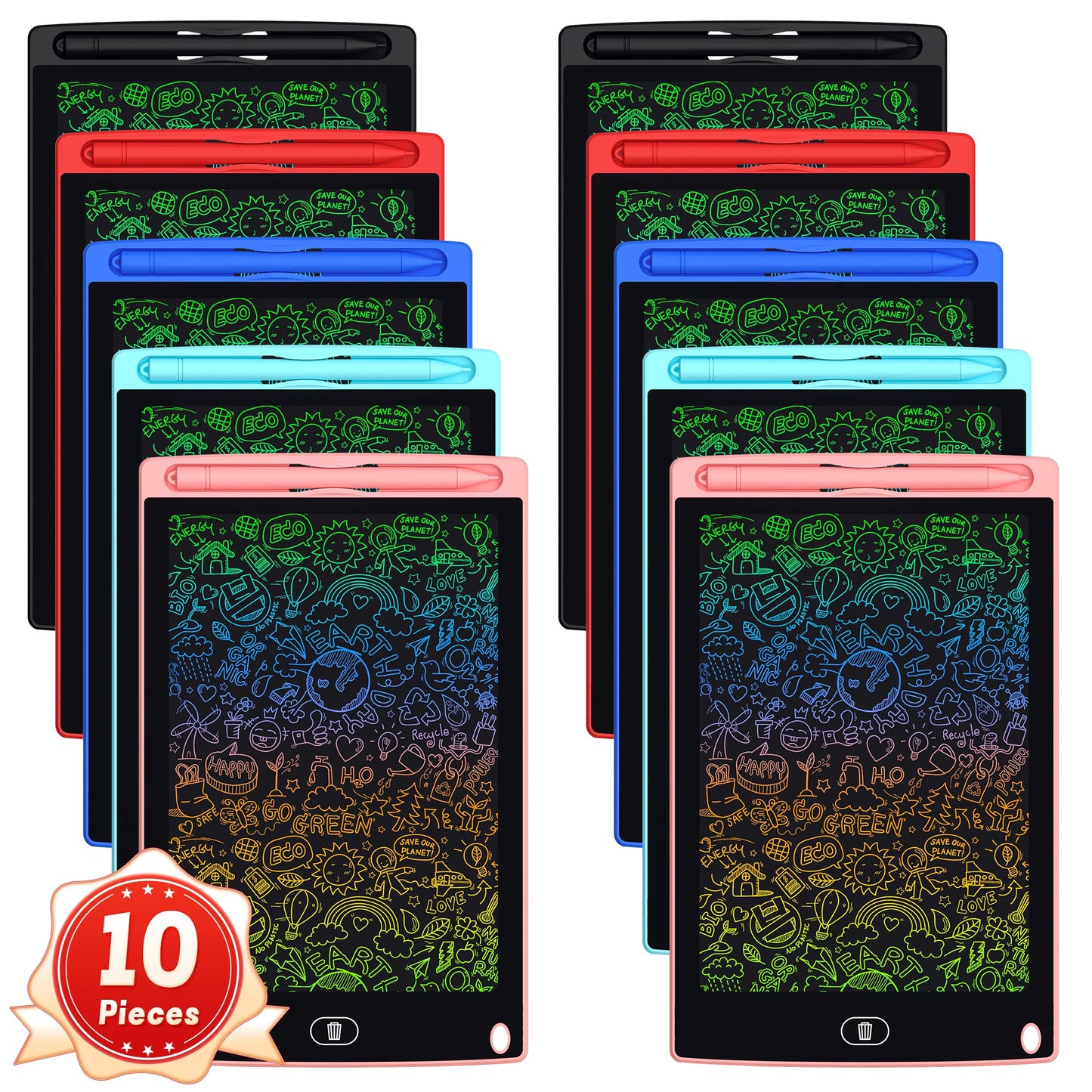 8.5 Inch LCD Children's Writing Board 10pcs of Reusable Magic Drawing Board with Stylus Eco-Friendly Erasable Doodle Board Gifts