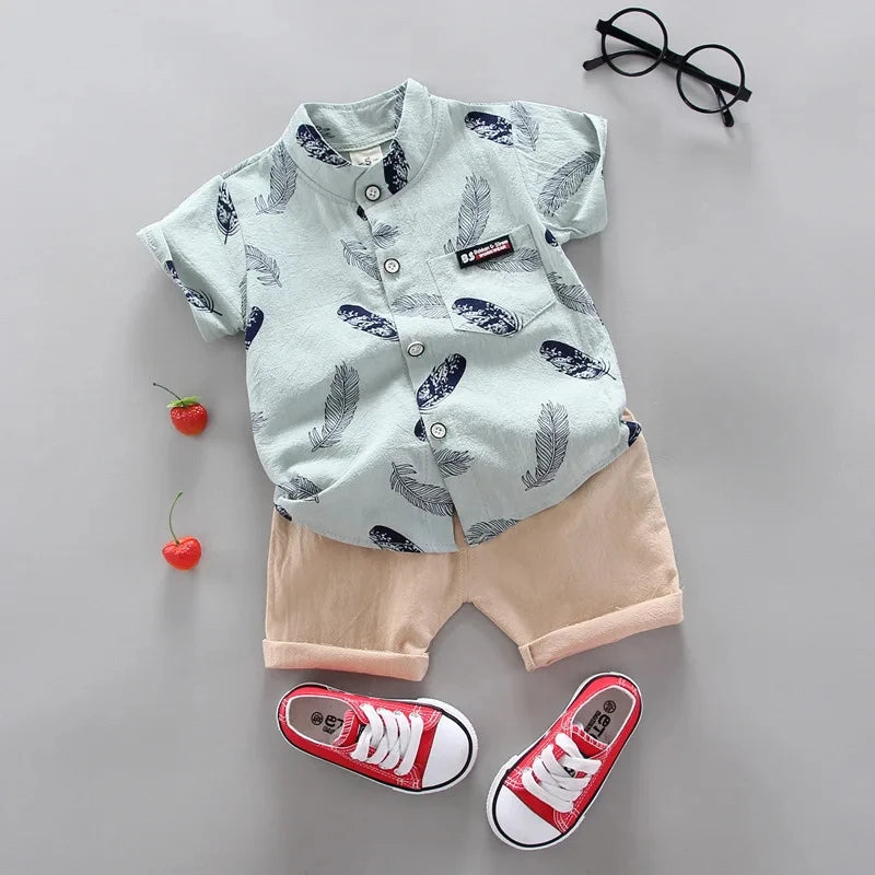 New Summer Baby Clothing Children Boys Fashion Printed Shirt Shorts 2Pcs/Sets Toddler Casual Cotton Clothes Suit Kids Tracksuits