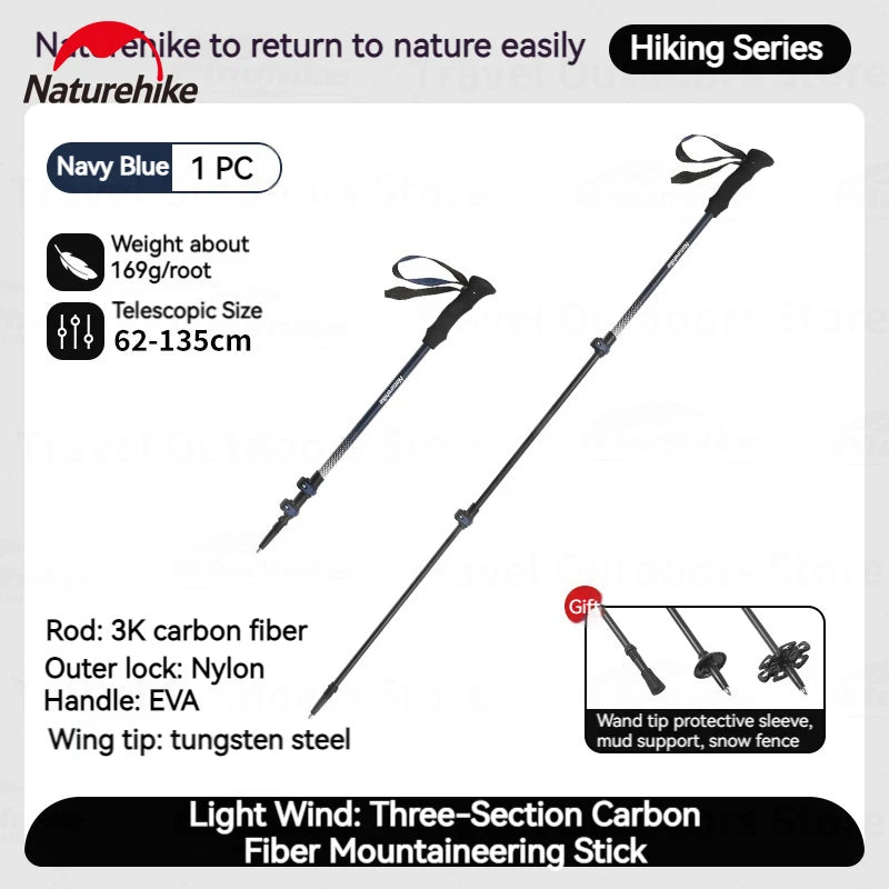 Naturehike Carbon Fiber Telescopic Trekking Pole Ultralight