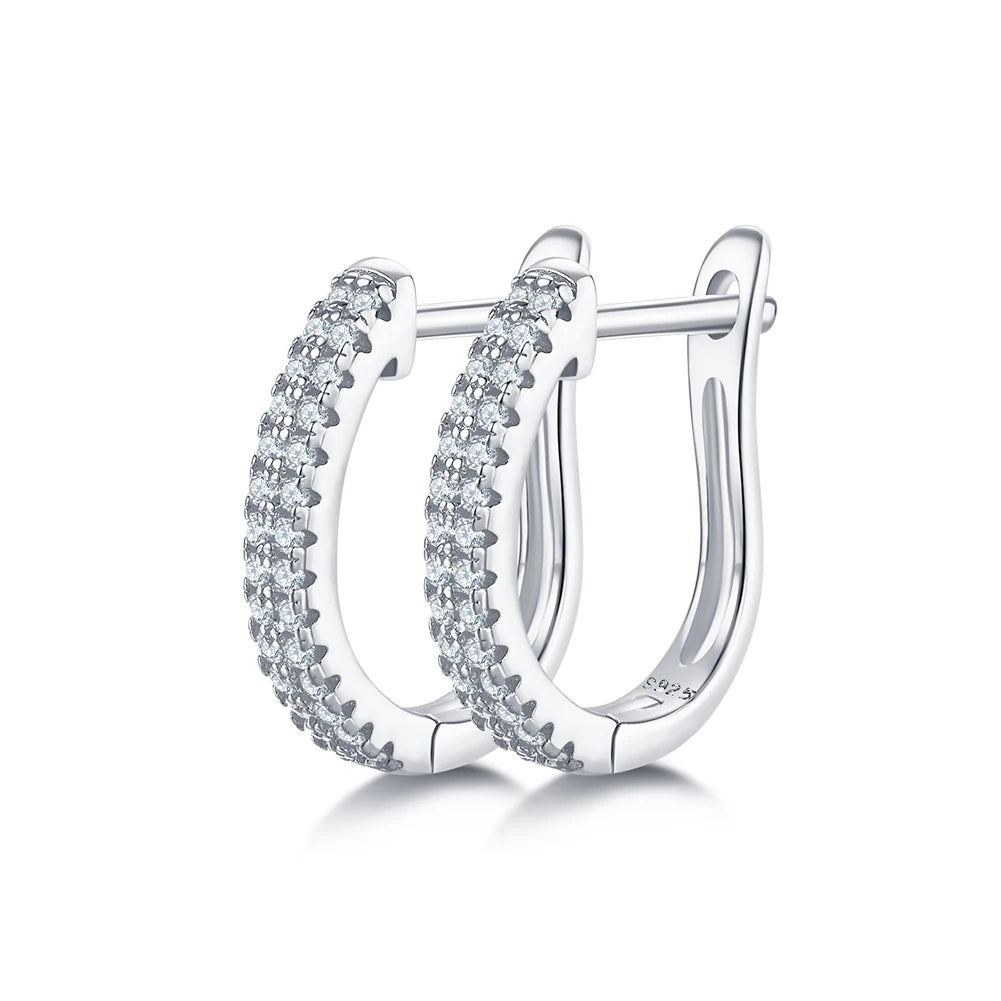 GEM'S BALLET 14K Gold Plated 925 Sterling Silver Hoop Earrings Moissanite U-Shaped Huggie Earrings Hypoallergenic Gift For Her