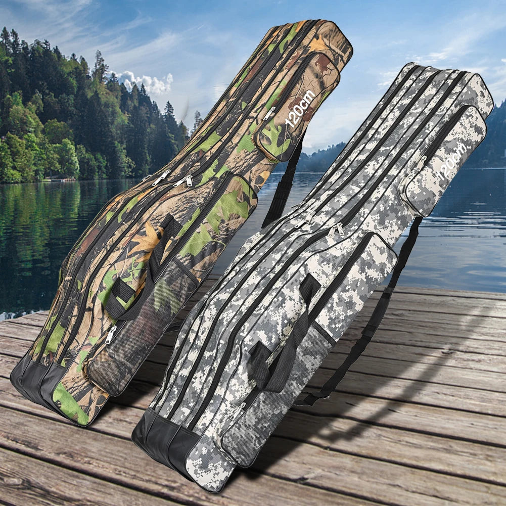 3 Layer Folding Fishing Tackle Backpack 120cm Rod Carrier