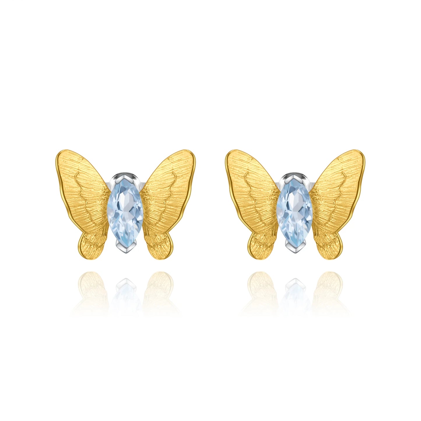 Gems Ballet 925 Silver Butterfly Amethyst Stud Earrings