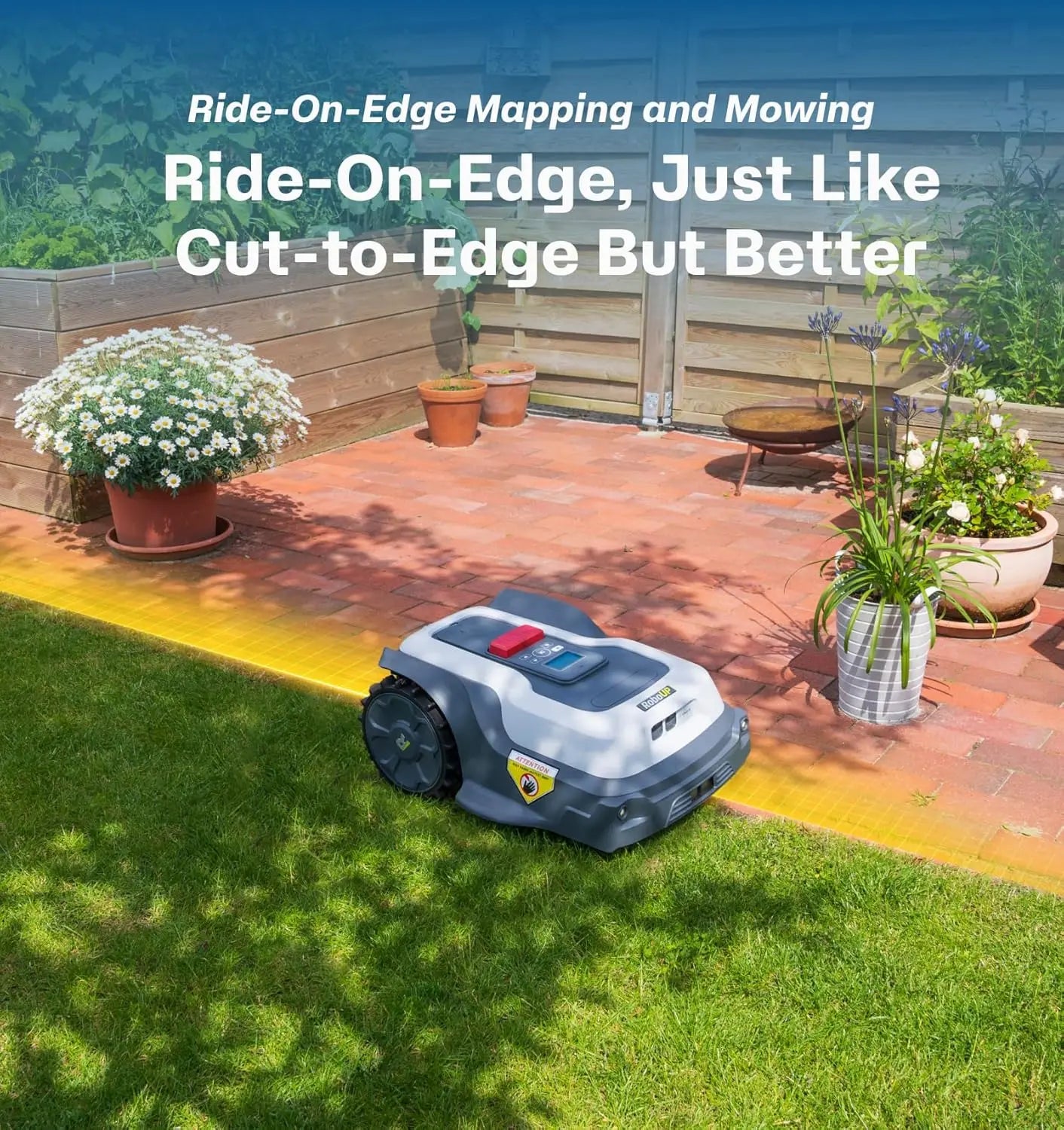 Customizable Robot Lawn Mower Wire Free, RTK+Vision Ride-on Edge Mapping Mowing For 0.35 Acre Yard, AI Obstacle Avoidance