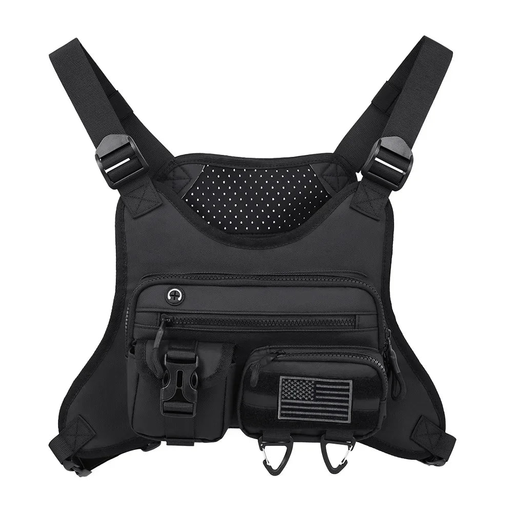 Tactical Fishing Vest Chest Bag Rig Pouch Outdoor Gear