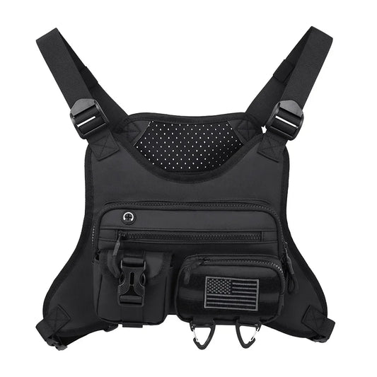 Tactical Fishing Vest Chest Bag Rig Pouch Outdoor Gear