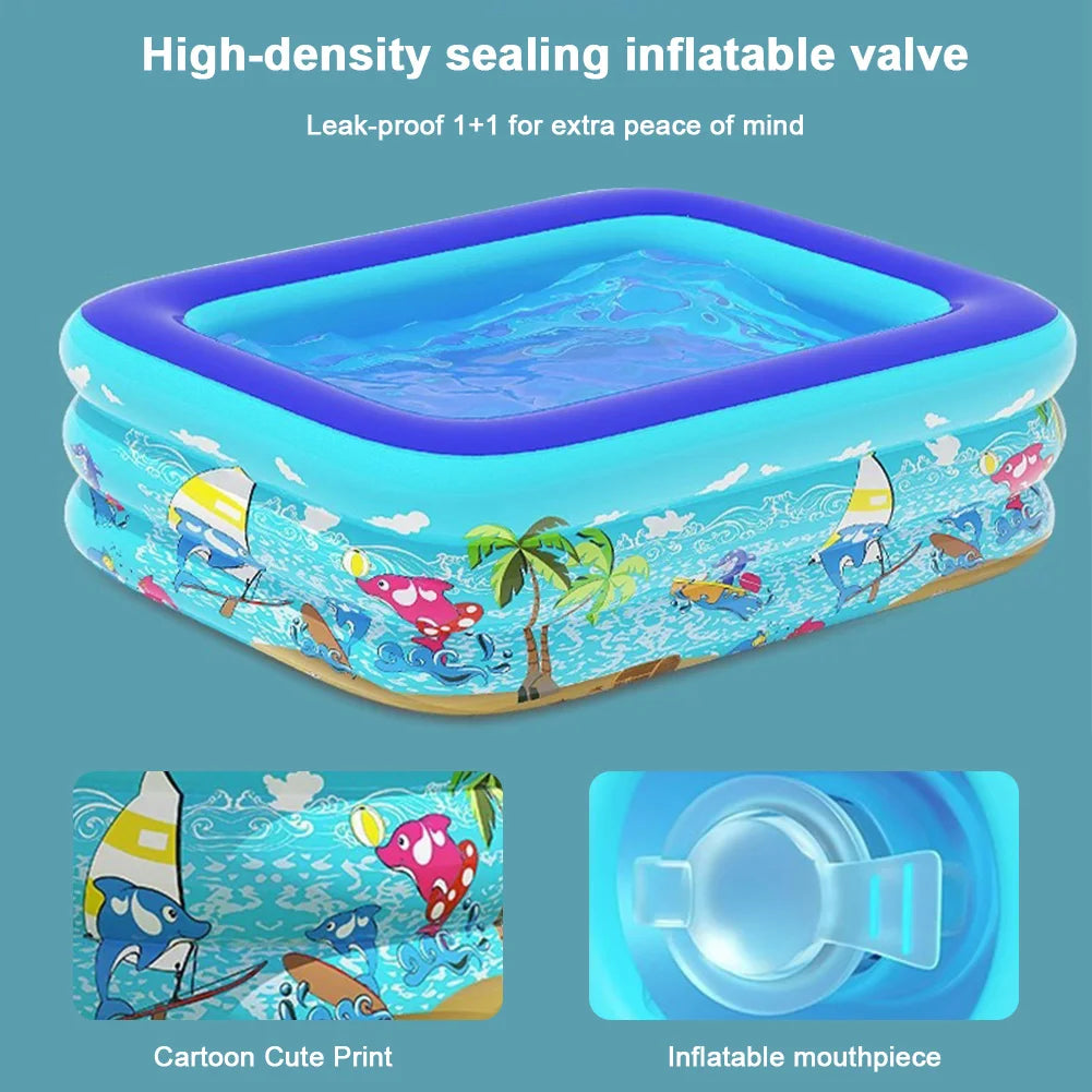 Framed Swimming Pool PVC Baby Bath Bathtub Cartoon Pattern Thickening Swimming Pool for Summer Outdoor Indoor