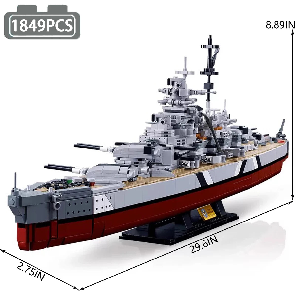 2 IN 1 KMS Bismarck Battleship Building Blocks WW2 Military Navy Warships Model Bricks Toy For Kids Birthday Gift MOC 1849PCS