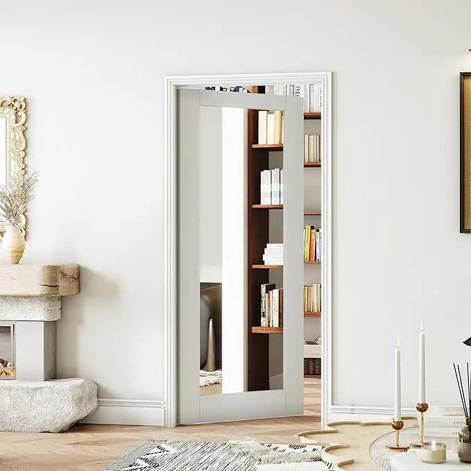 30 Inch X 80 Inch French Interior Door Half Lite Frosted Glass Pantry Door Panels Closet and Bathroom Single Door Slab