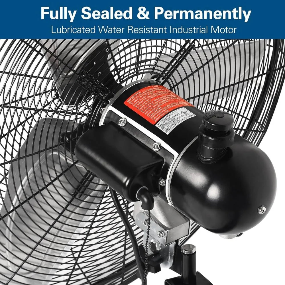 24 in. Outdoor Oscillating Wall Fan, 6300 CFM 3-Speed Heavy Duty Outdoor Wall Fans, High Velocity Waterproof Fans for Patio, Co