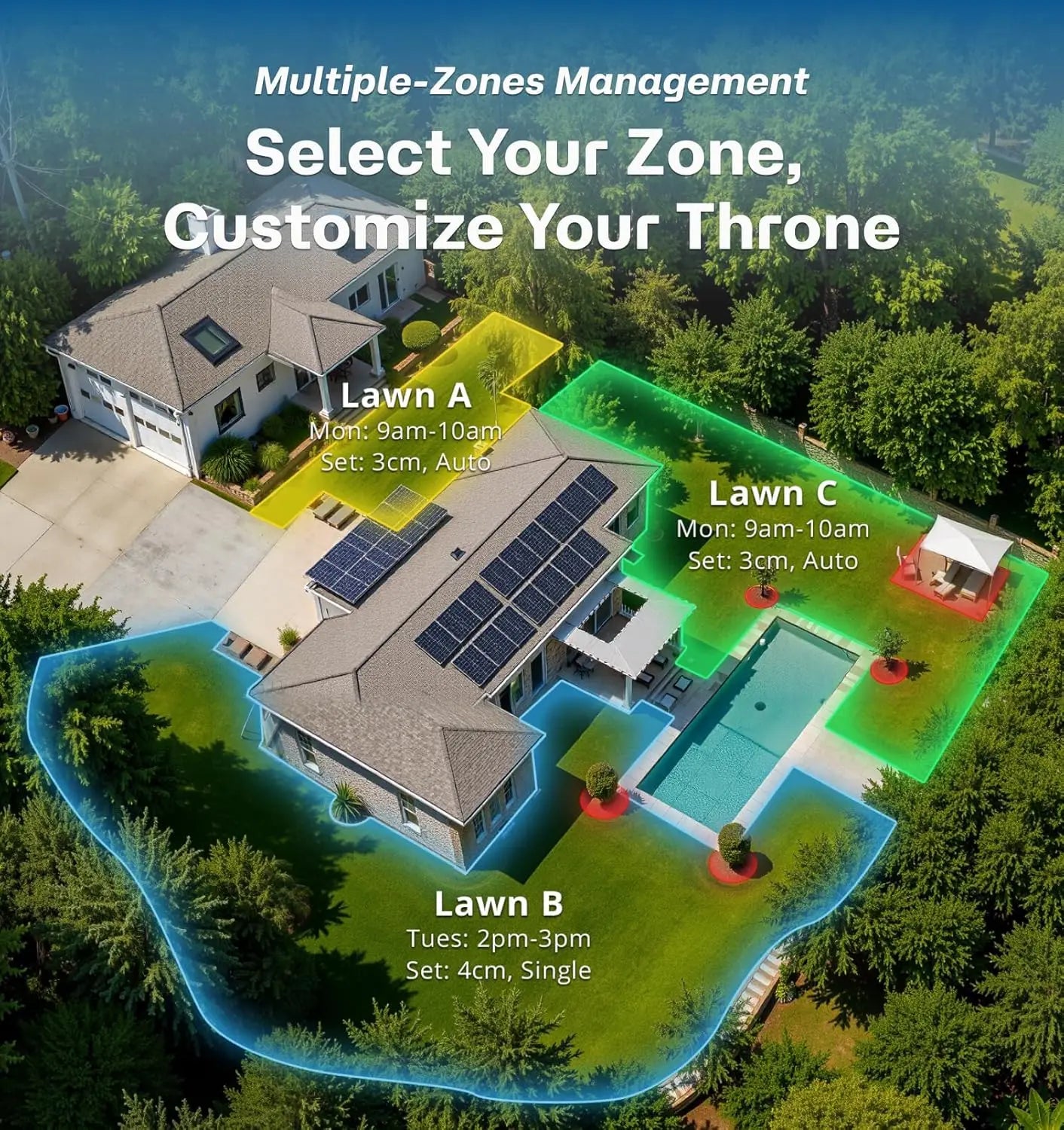 Customizable Robot Lawn Mower Wire Free, RTK+Vision Ride-on Edge Mapping Mowing For 0.35 Acre Yard, AI Obstacle Avoidance