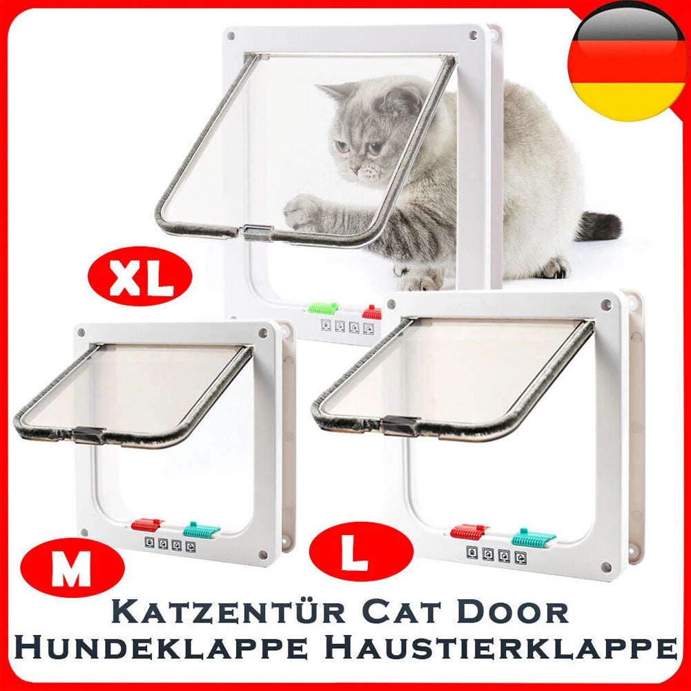 Cat Dogs Flap Doors Puppy Kitten Safety In&out Pet Door with 4 Way Security Lock Dog Cat Kitten Flap Door Weatherproof Cat Flap