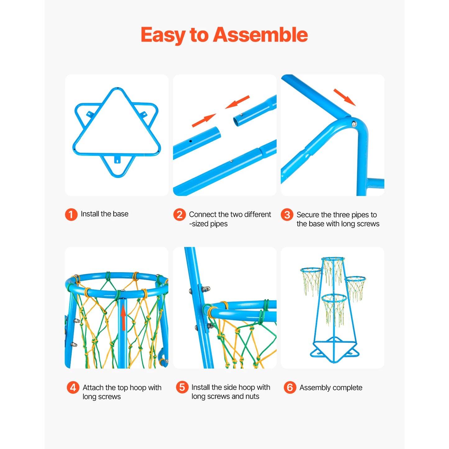 SucceBuy 4-Hoop Kids Basketball Hoop Stand with Adjustable Heights 3 Balls for Boys & Girls Indoor Outdoor Basketball Sport Toys