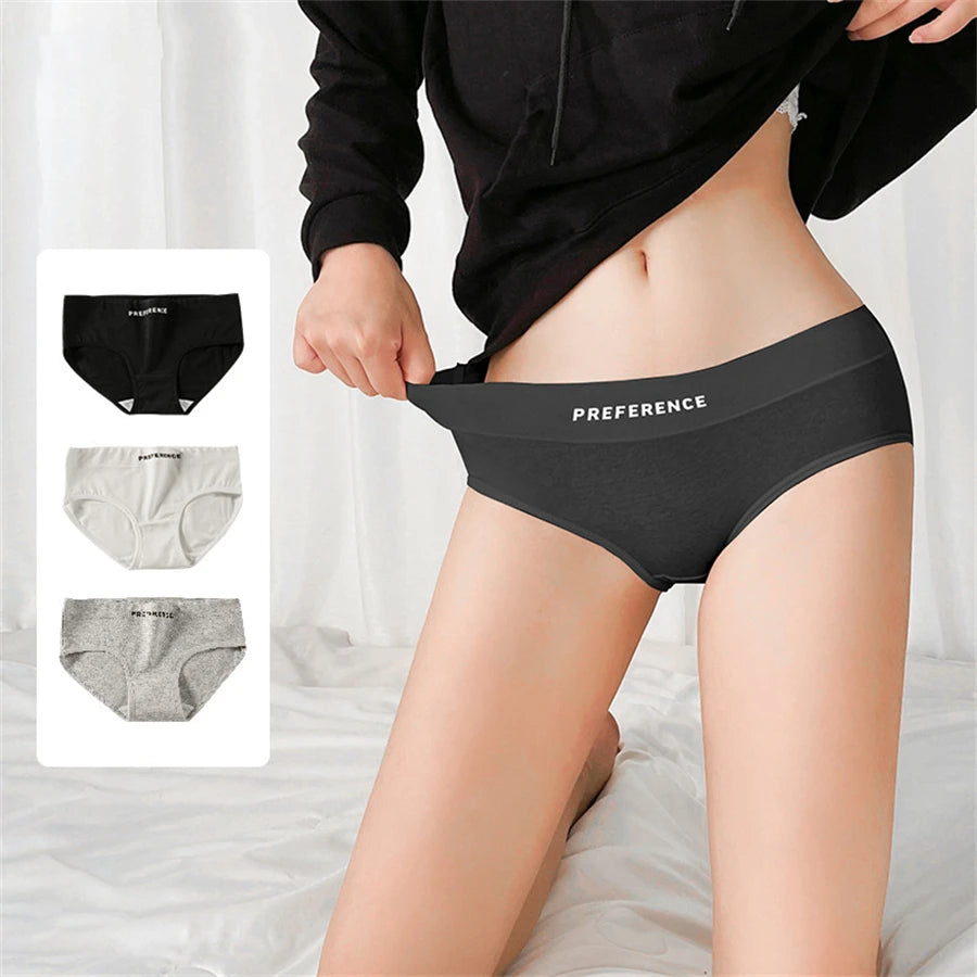 3PCS/Set Letter Seamless Women Panties Underpanties Sports Soft Female Underwear Large Size Sexy Pure Cotton Women's Intimates