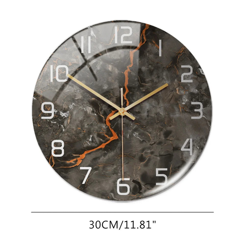 Luxury 3D Acrylic Black Gold Marble Pattern Wall Adhesive Clock Metal Needle Silent Clock Mechanism Modern Living Room Home Deco