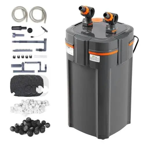 Ultra Quiet 396 GPH 4 Stage Canister Aquarium Filter 120 Gallon with UV and Multi Function for Fish Tanks 15W