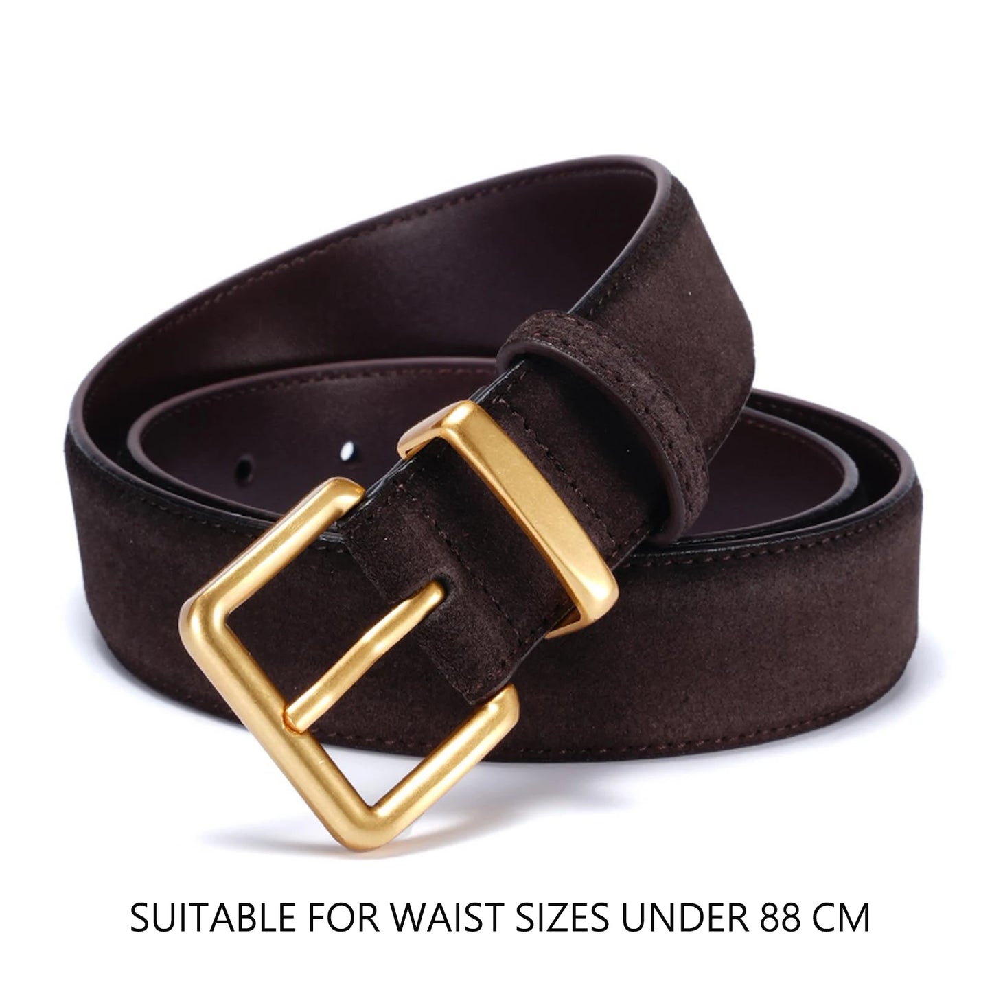 Luxury Suede Cowhide Belt for Women Gold Buckle 3.3cm Wide