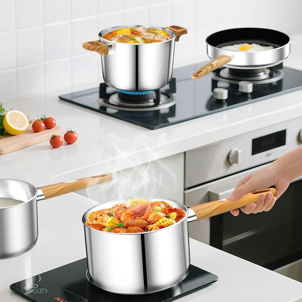 Stainless Steel Pots And Pans Set 13 Pcs Nonstick Cookware