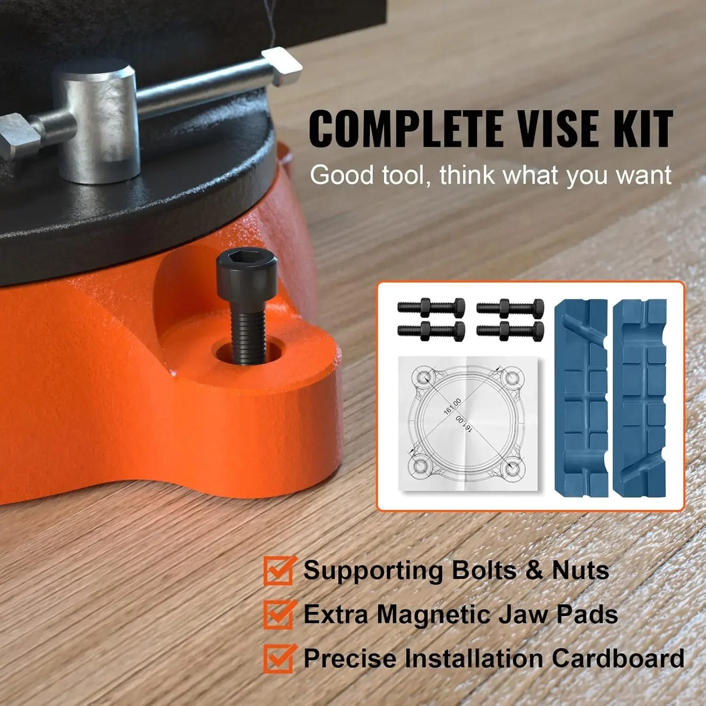 Tool Bench Vise 360 Degree Swivel Locking Base Multipurpose Anvil Heavy Duty Ductile Iron Workbench Vise 6 Inch Jaw Width