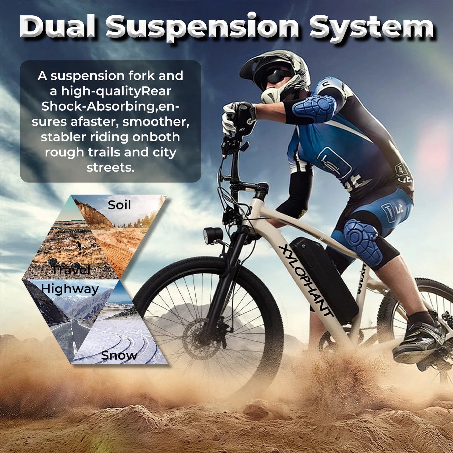 Adult racing electric bike - mountain lightweight electric bike, equipped with 350W brushless motor, 360Wh detachable battery,