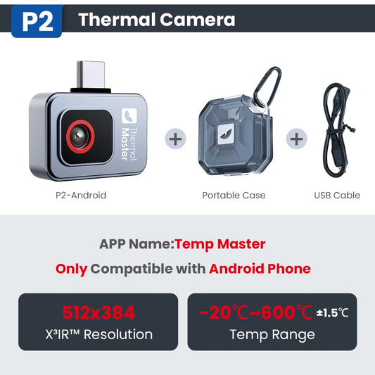 (for Android) P2 Thermal Imaging Camera Heat Detection for HVAC Checking  1112℉ Infrared Thermal Imager