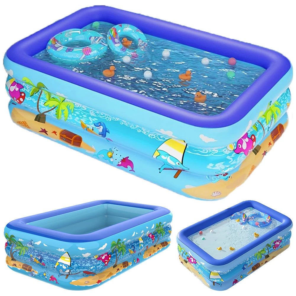 Framed Swimming Pool PVC Baby Bath Bathtub Cartoon Pattern Thickening Swimming Pool for Summer Outdoor Indoor