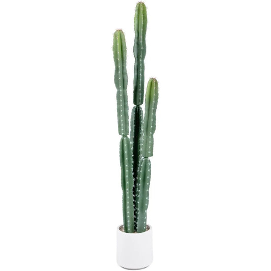 UV Resistant 5ft Large Artificial Cactus with White Decorative Planter, 60in Realistic Faux Cacti Indoor, Lifelike Fake Cactus P