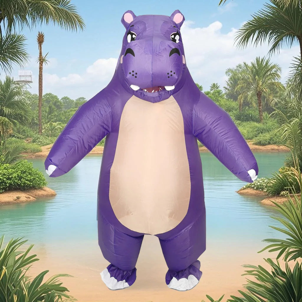 Hippopotamus Inflatable Clothing Animal Adult Character Cosplay Mascot Outdoor Party Shop Promotion Prop Set