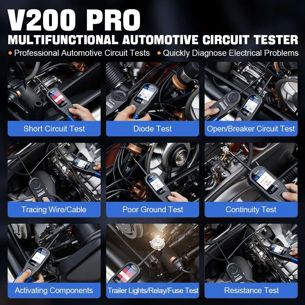 VDIAGTOOL V200 Pro Automotive Power Circuit Probe Tester Breaker Finder Tool ,12/24V Electrical Open Short Circuit Finder