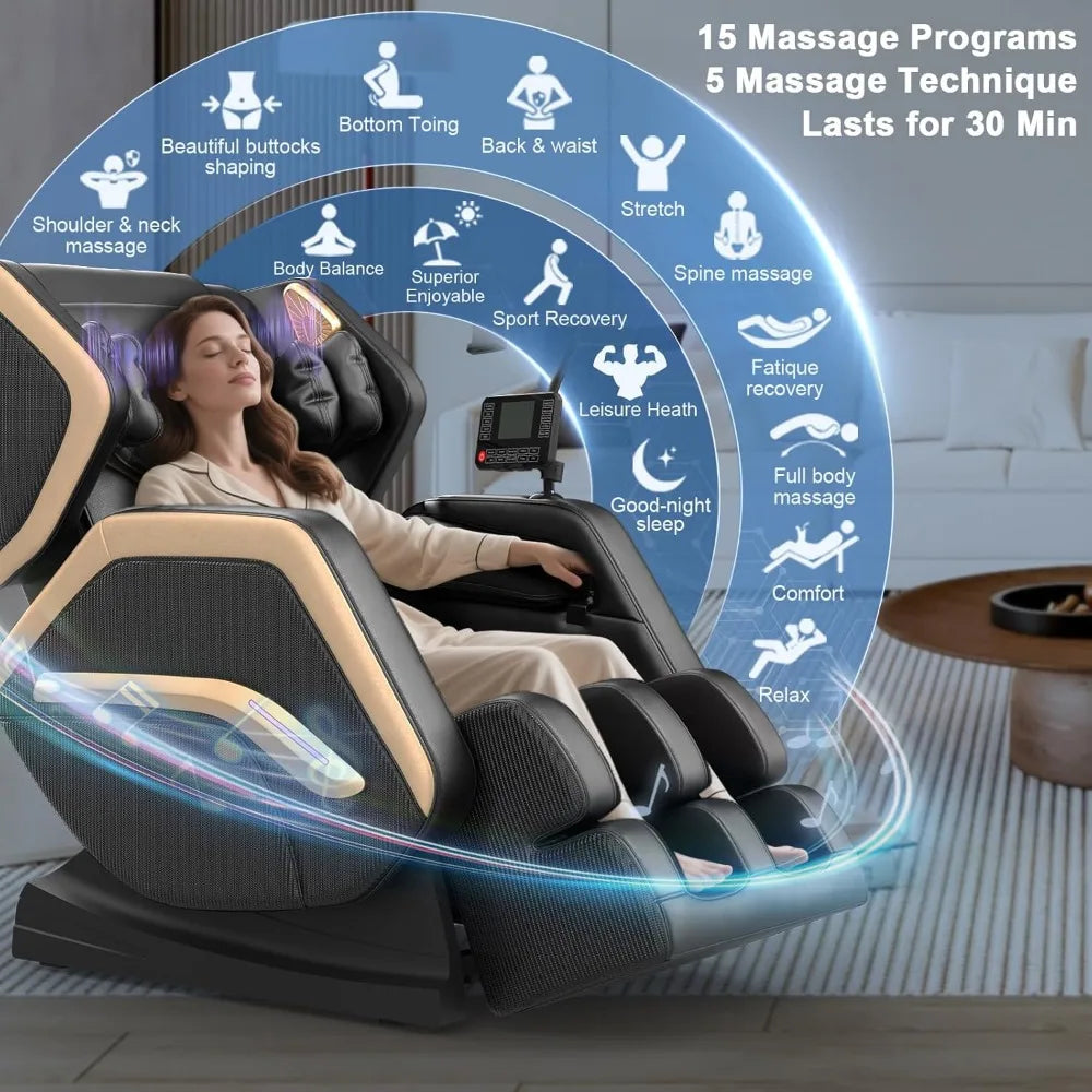 Massage Chair Full Body, Zero Gravity Massage Chair 2025 for Back Fatigue with 10 Fixed Rollers, Airbags, Phone Controller