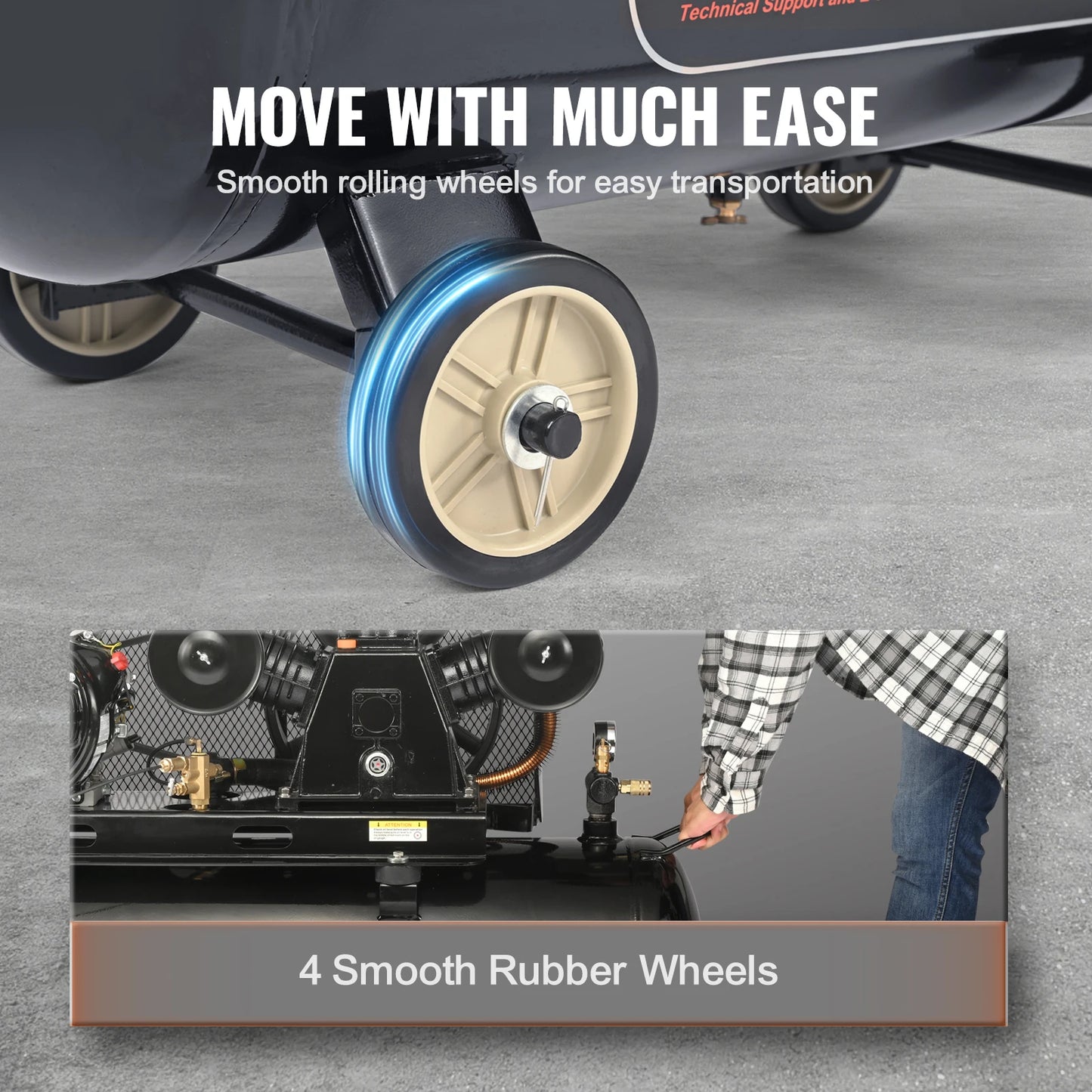 SucceBuy 15HPGas Power Air Compressor 10/20/30Gallon Air Compressor Tank with 115PSIMax Pressure for Construction Sites Workshop