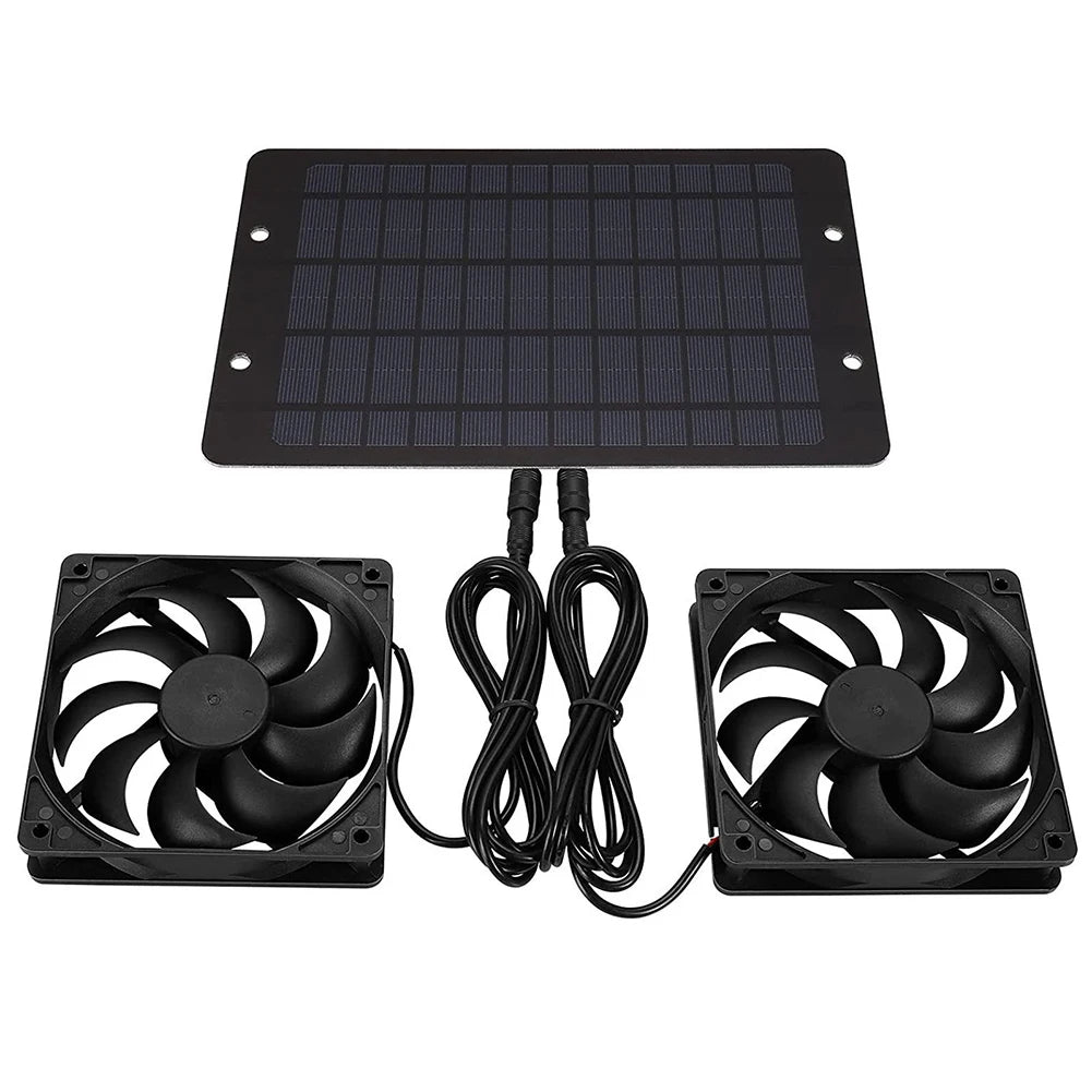 12V 10W Solar Exhaust Fan Waterproof IP65 Silent Cooling Fan for Dog Kennel Chicken Coop Greenhouse