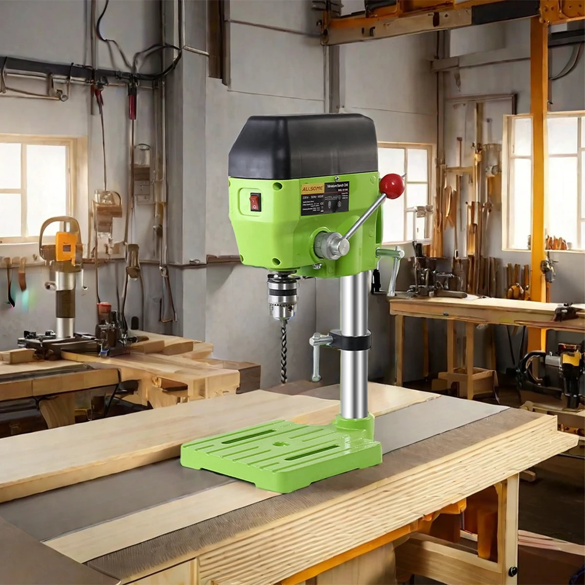 ALLSOME High Variable Speed Bench Drill Press 480W Drilling Machine Drilling Chuck 1-10mm For DIY Wood Metal Electric Tools