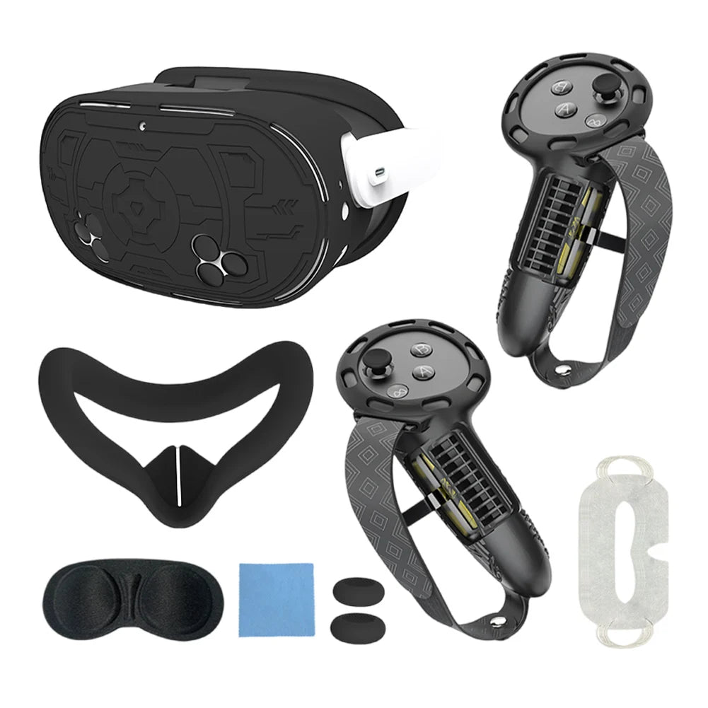 7Pcs VR Accessories Anti-Fall for Meta Quest 3S VR Protective Accessories Set VR Face Cover Controller Grips Cover Joystick Caps