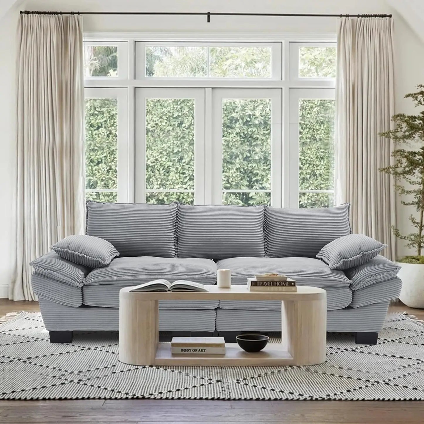90" Oversized Loveseat Sofa,Modern Corduroy Loveseat Couch,Comfy Deep Seat,Upholstered Sectional Sofa