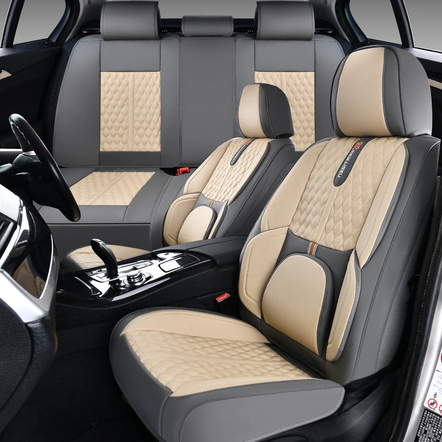 PU leather car seat cover, suitable for most 5-seat cars, split seat cover, waterproof and anti-fouling, easy installation,