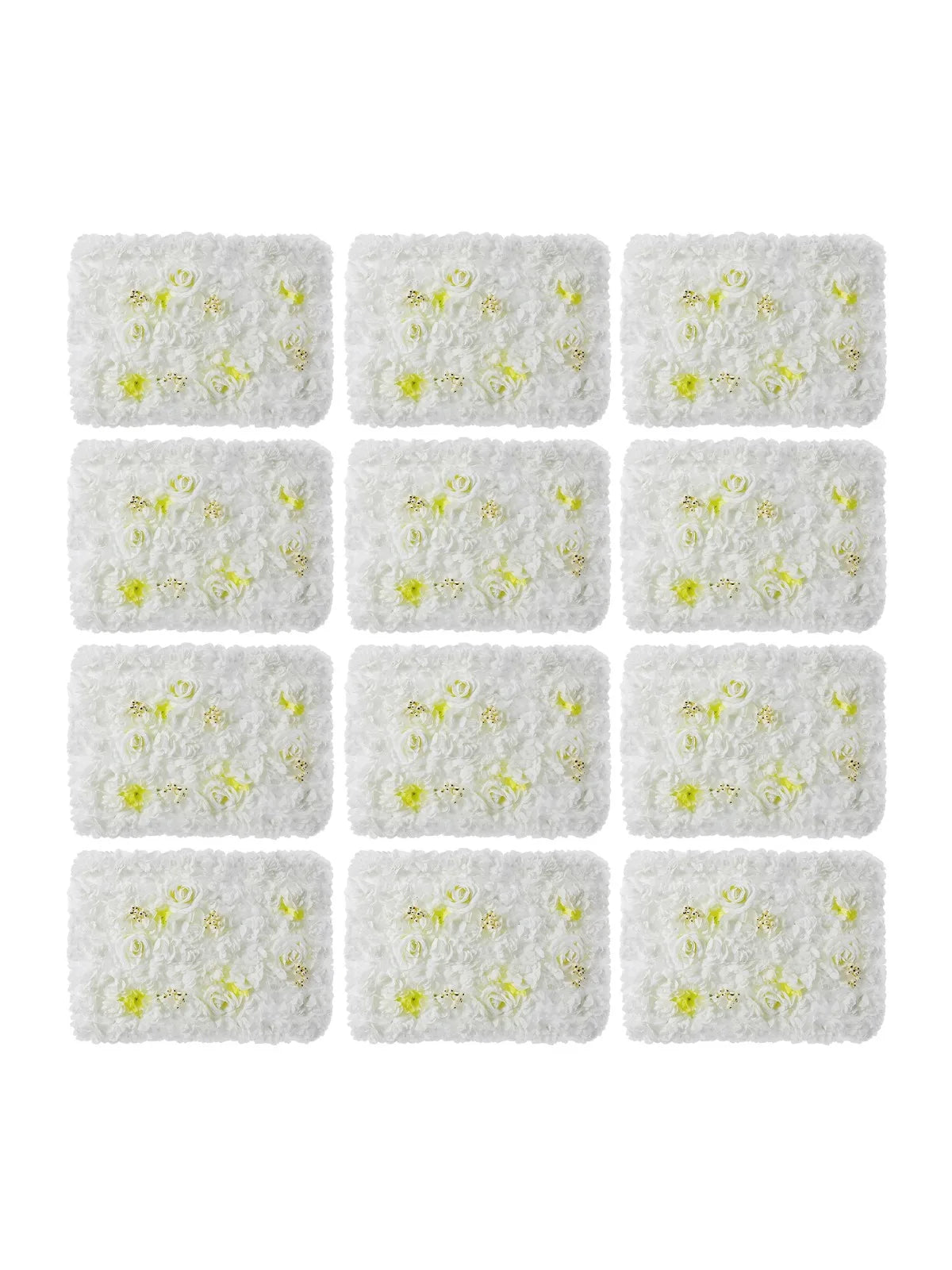 12 Pcs Romantic Silk Rose Panels, Artificial Flower Wall for Wedding Decor,Background Decoration for Photography