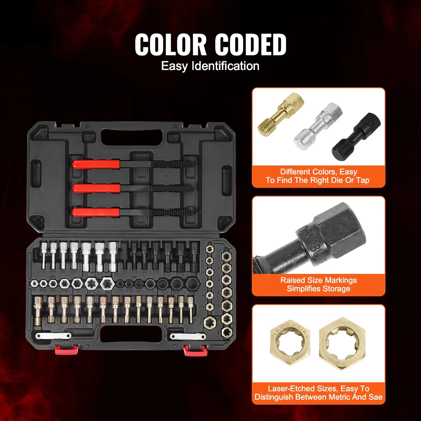 VEVOR Thread Chaser Set UNC UNF Metric Thread Restorer Tool Rethreading Tool Kit Heat Treated Steel for Mechanics DIY Enthusiast