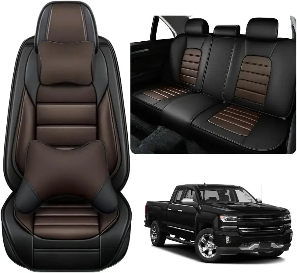 Seat Covers Fit for Toyota Tacoma 2006-2024, Waterproof Nappa Leather Full Coverage Truck Seat Cover, Muscle Sport Style Auto In