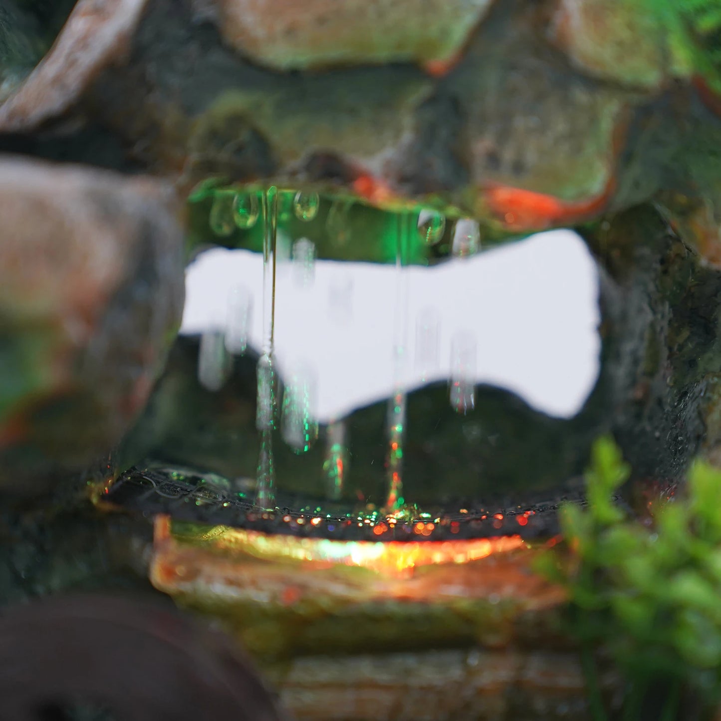 Indoor Tabletop Fountains Waterfall Fountain with LED Light Relaxation Zen Meditation Decor for Home Office Bedroom