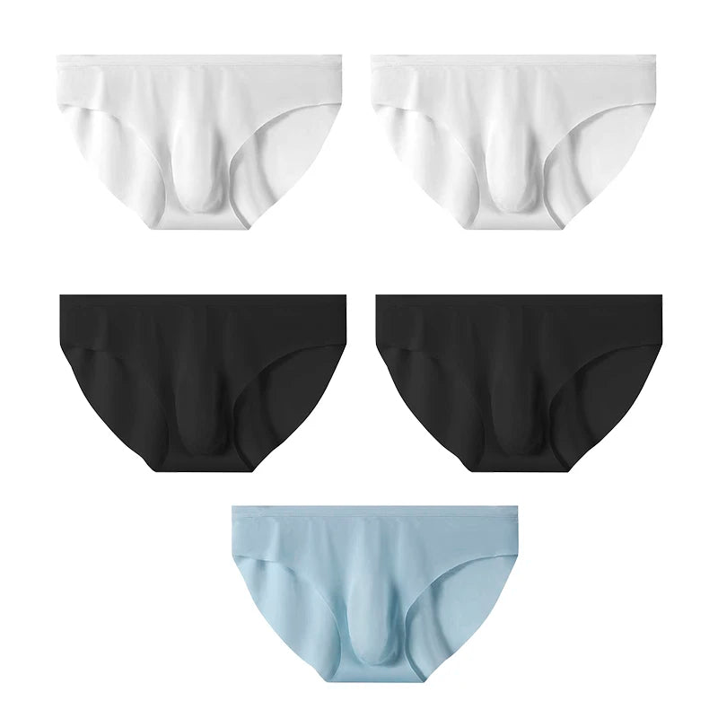 5 PCS/SET Men's Briefs Summer Ice Silk Underwear Sexy Seamless Breathable Low Waist Panties Shorts Plus Size 3XL  Lingerie