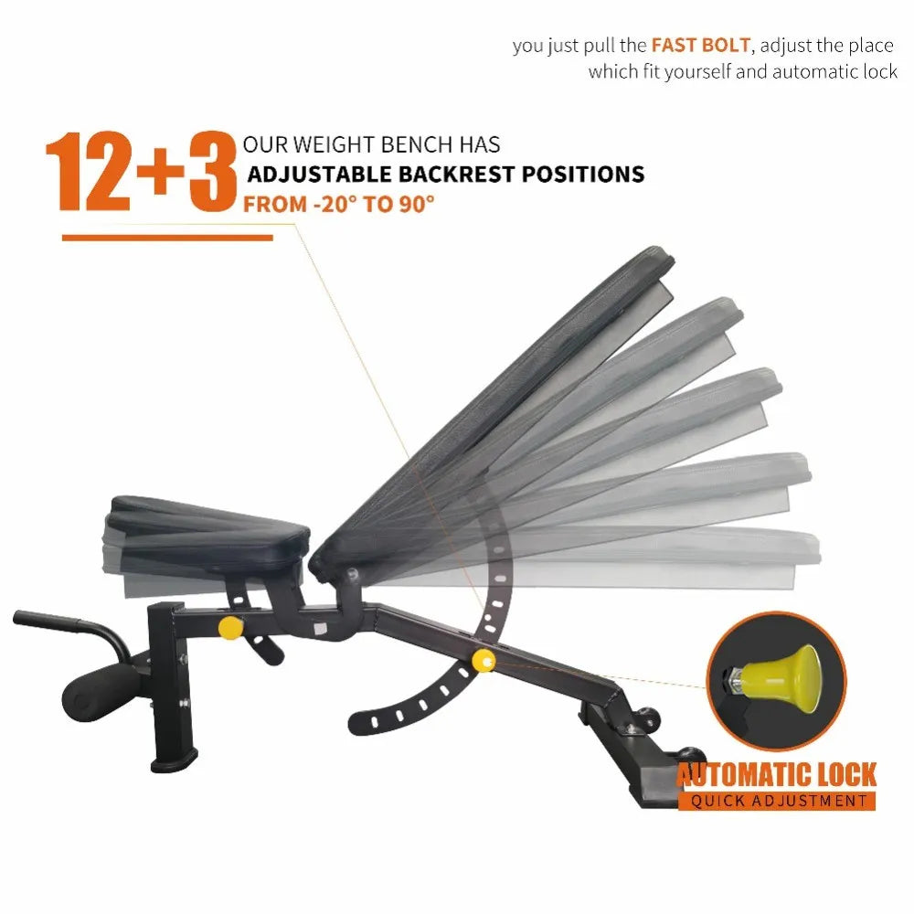 Adjustable Strength Training Bench Press Home Full Body Workout Foldable Weight Benches Gym Multi-functional Fitness Dumbbell