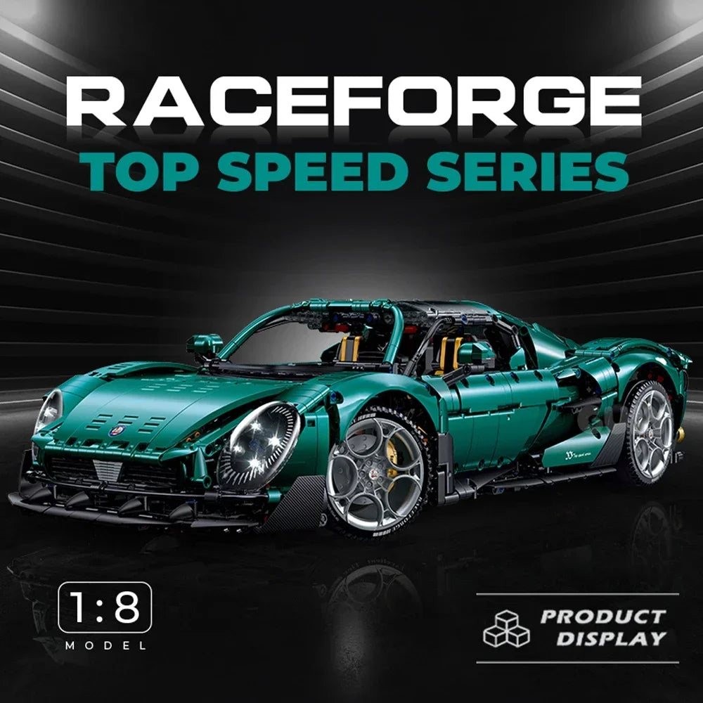 1:8 Scale Model Supercar Building Blocks Technical Bricks Car High-tech Set Desk Decoration Plastic Assembly Kids Toys For Gifts