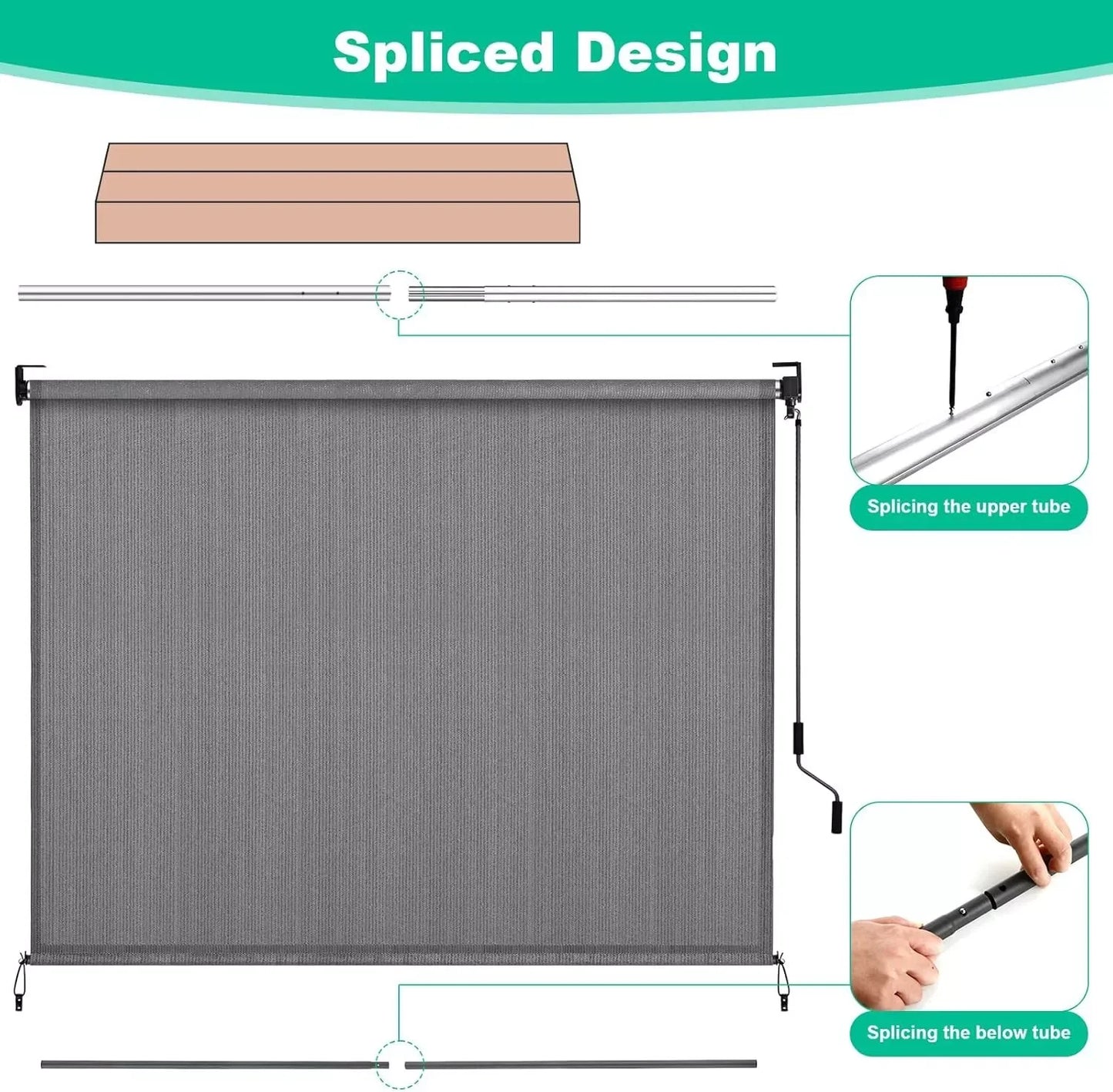 Cordless Patio Sun Shade 6 And 8 Ft Privacy Screen