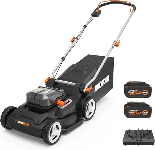 40V 17'' Cordless Lawn Mower for Medium Size Yards, 2-in-1 Electric Mower Cuts to Edge, Compact & Lightweight Push Lawn Mower wi
