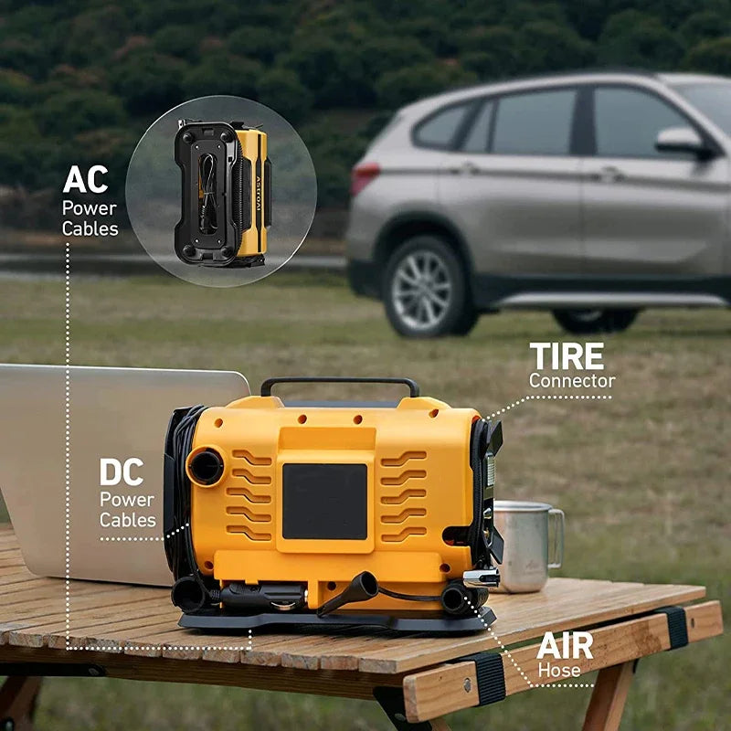 110V-230V AC/DC Dual Power Portable Inflation Pump Car Air Compressor for Home Auto Dual Inflatable Boat Bicycle Tire Inflator