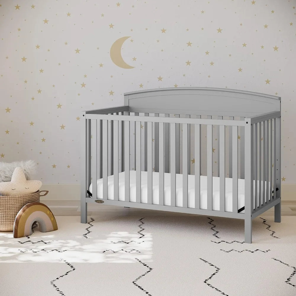 5-in-1 Convertible Crib (Pebble Gray) – Gold Certified, Converts from Baby Crib to Toddler Bed, Daybed and Full