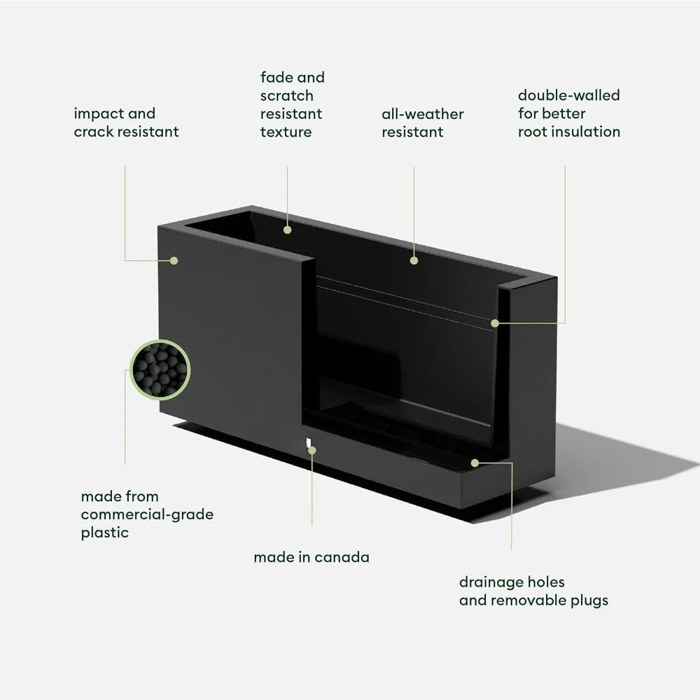 Series Long Box Planter - Large Rectangular Planter for Indoor or Outdoor Patio/Porch | Durable All-Weather